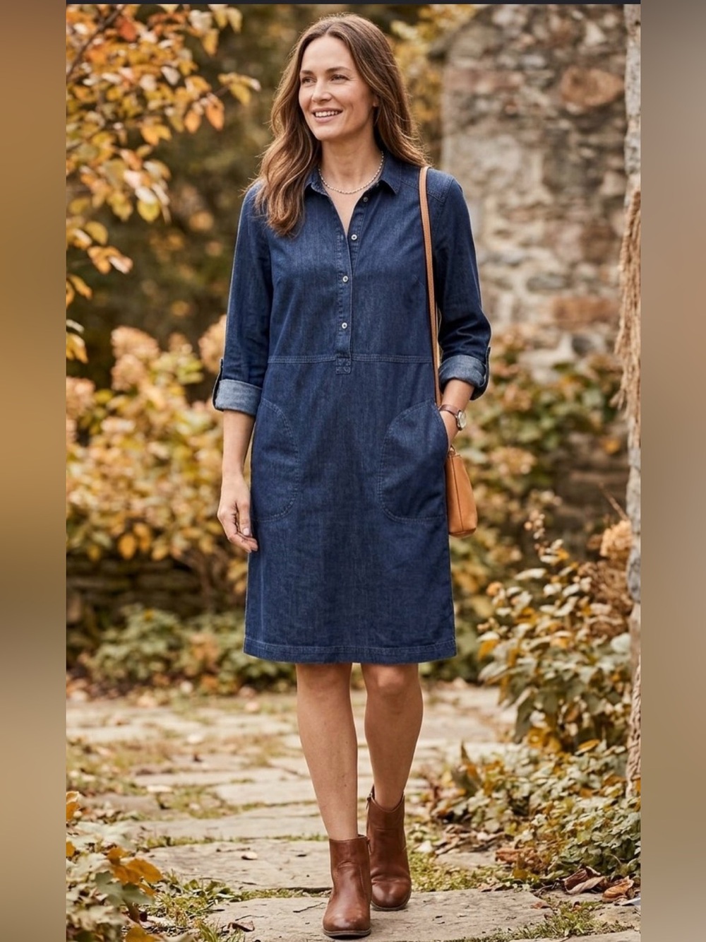 J. Jill Indigo Denim Shirt Dress